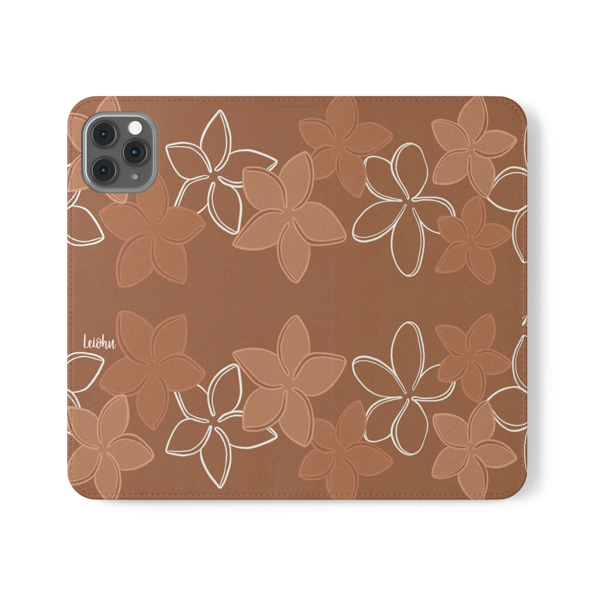 Pua Melia Lei - Mocha - Folio Case - LEIOHU DESIGNS