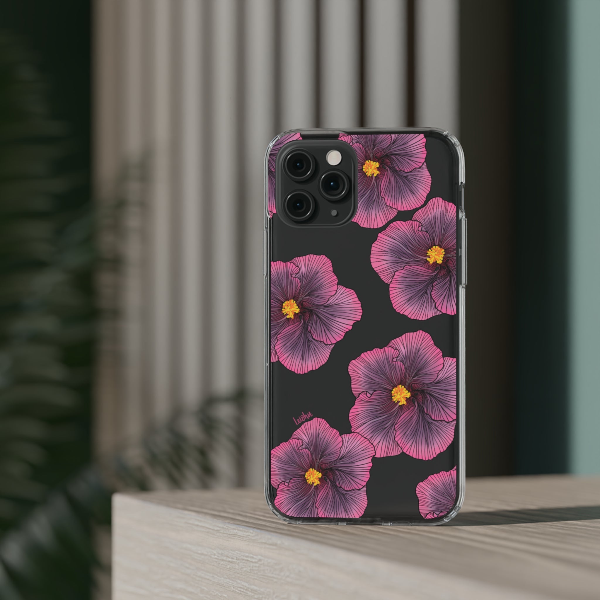 Sunset Hibiscus - Clear Case - LEIOHU DESIGNS
