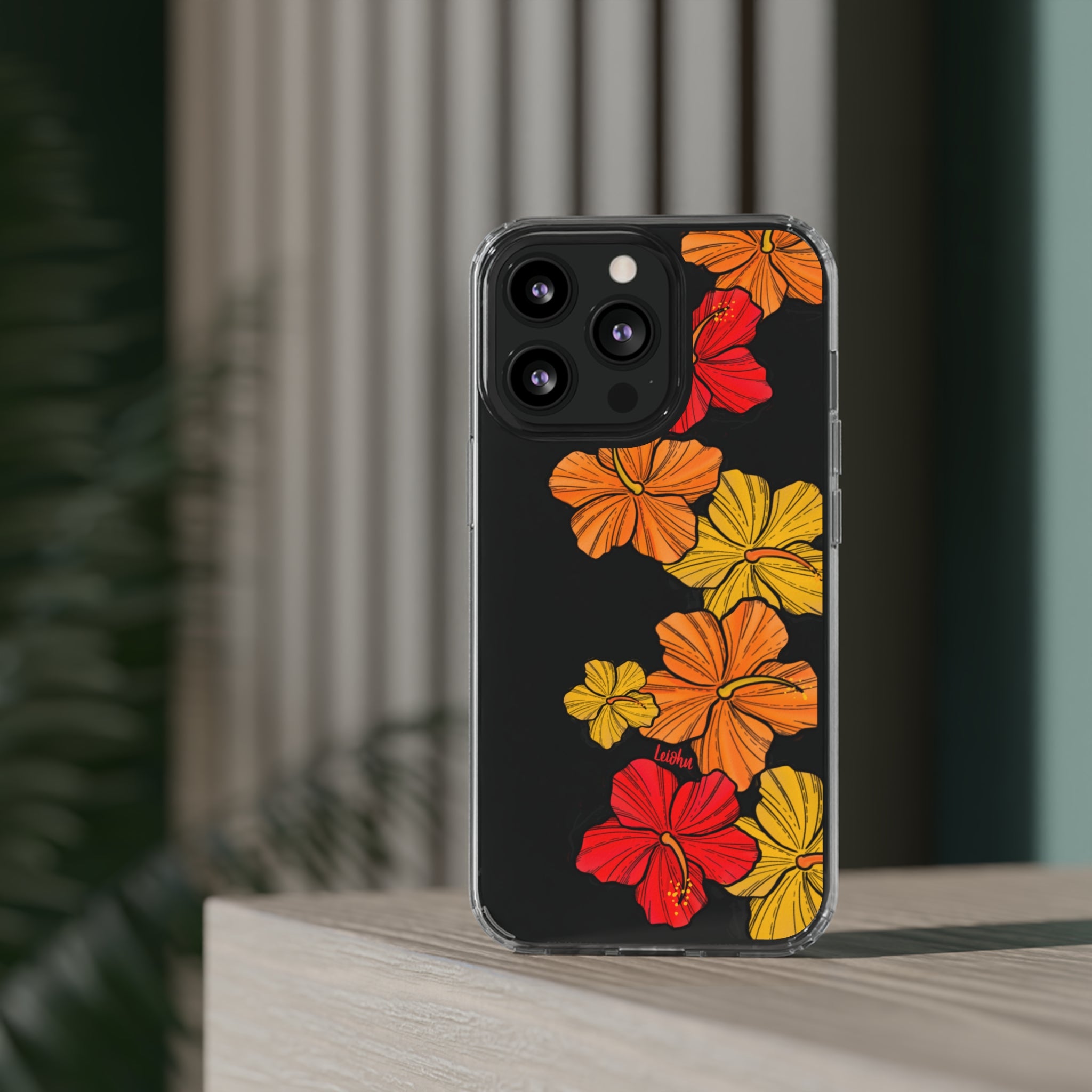 Hibiscus Retro - Clear Case - LEIOHU DESIGNS