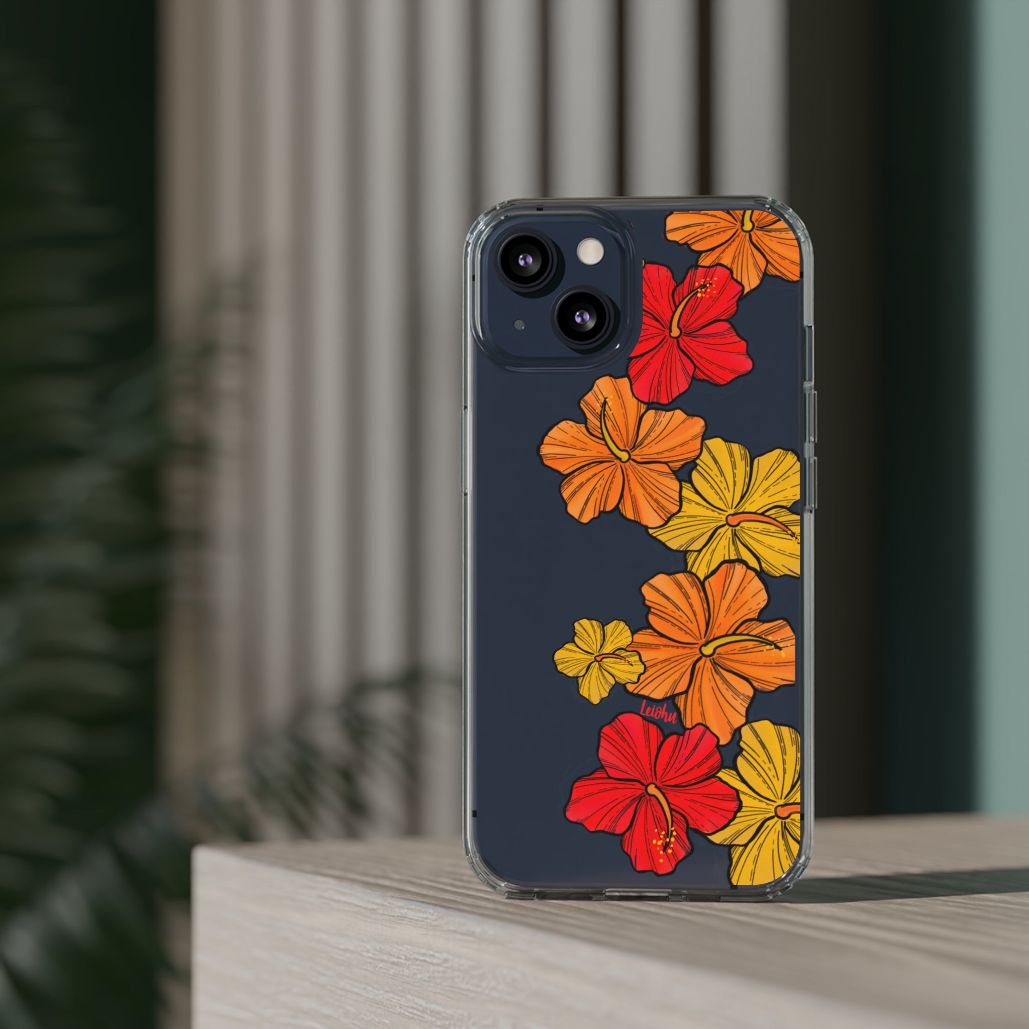 Hibiscus Retro - Clear Case - LEIOHU DESIGNS