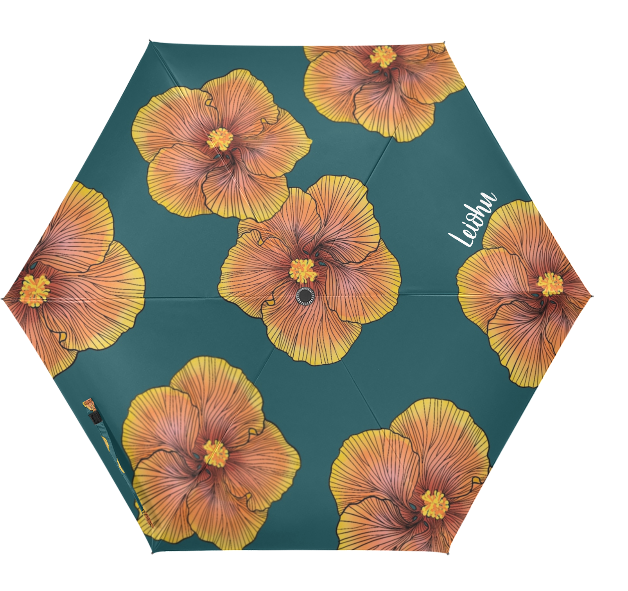 Sunrise Hibiscus - Compact Umbrella - LEIOHU DESIGNS