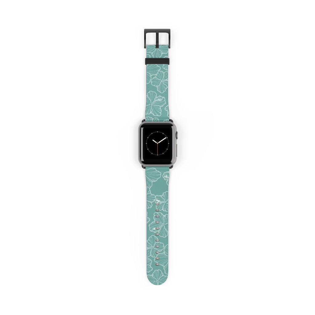 Hibiscus - Teal - Watch Band - LEIOHU DESIGNS