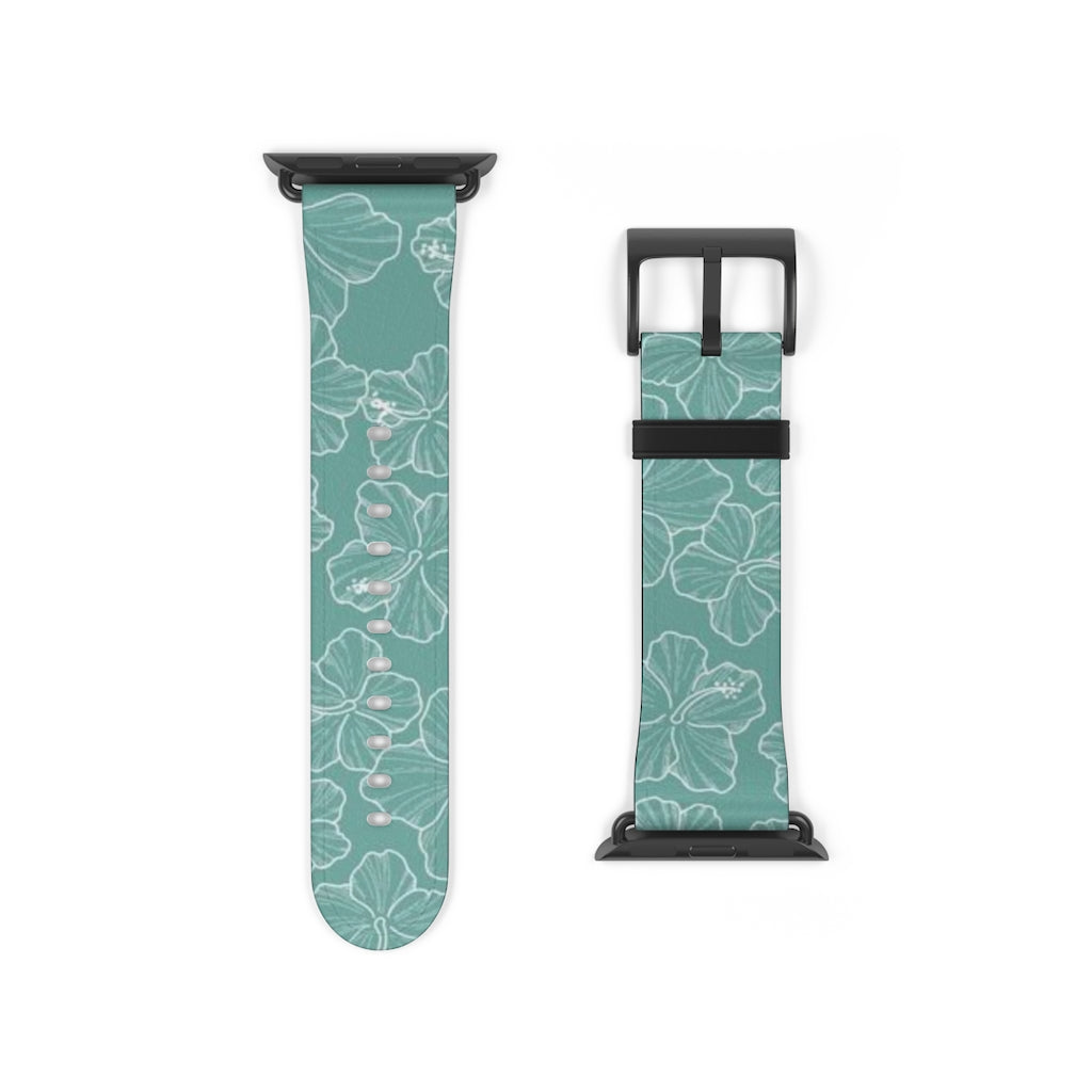 Hibiscus - Teal - Watch Band - LEIOHU DESIGNS