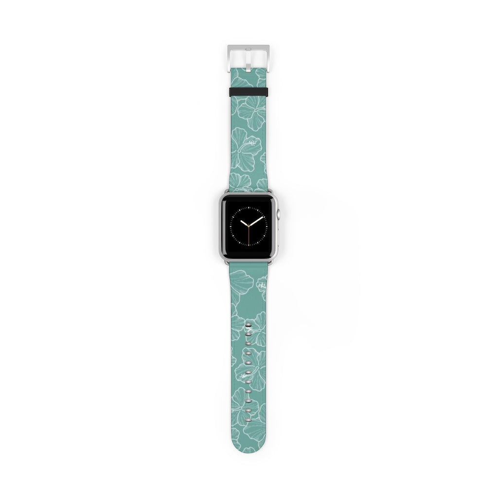 Hibiscus - Teal - Watch Band - LEIOHU DESIGNS