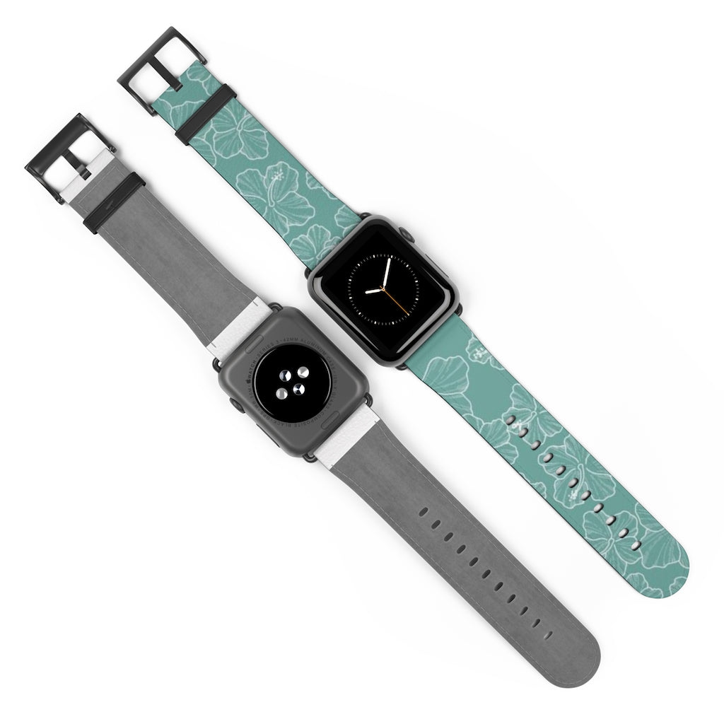 Hibiscus - Teal - Watch Band - LEIOHU DESIGNS