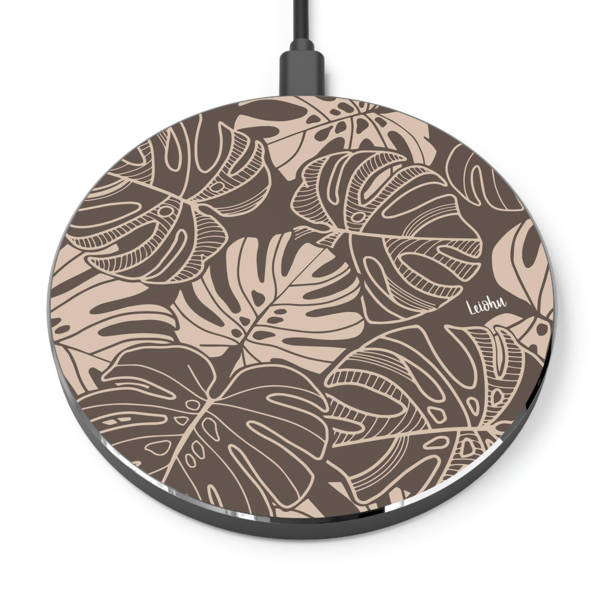 Monstera Dream - Mocha - Wireless Charger - LEIOHU DESIGNS