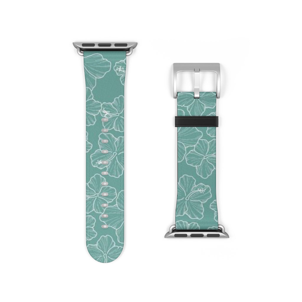 Hibiscus - Teal - Watch Band - LEIOHU DESIGNS