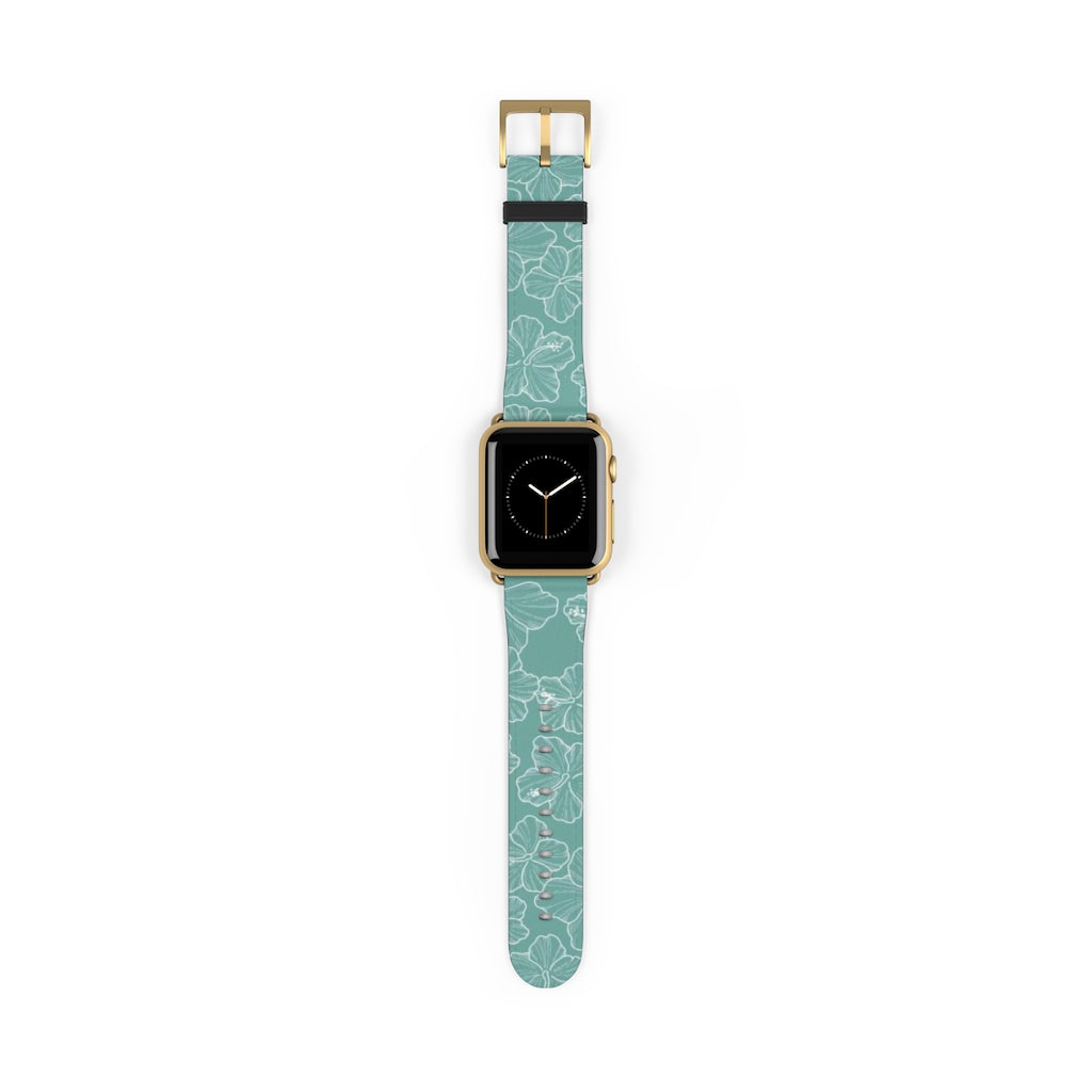 Hibiscus - Teal - Watch Band - LEIOHU DESIGNS