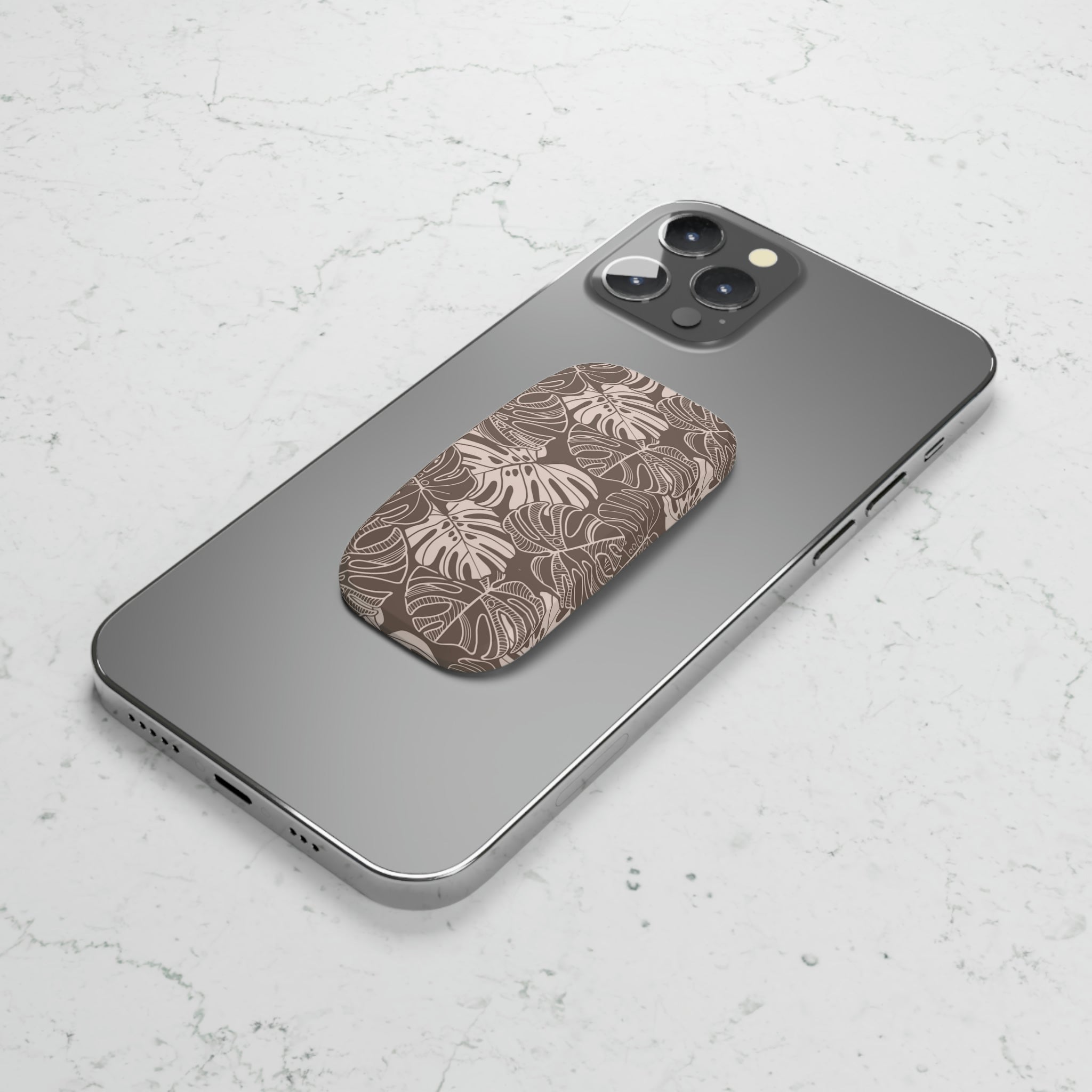 Monstera Dream - Mocha - Phone Click-On Grip - LEIOHU DESIGNS
