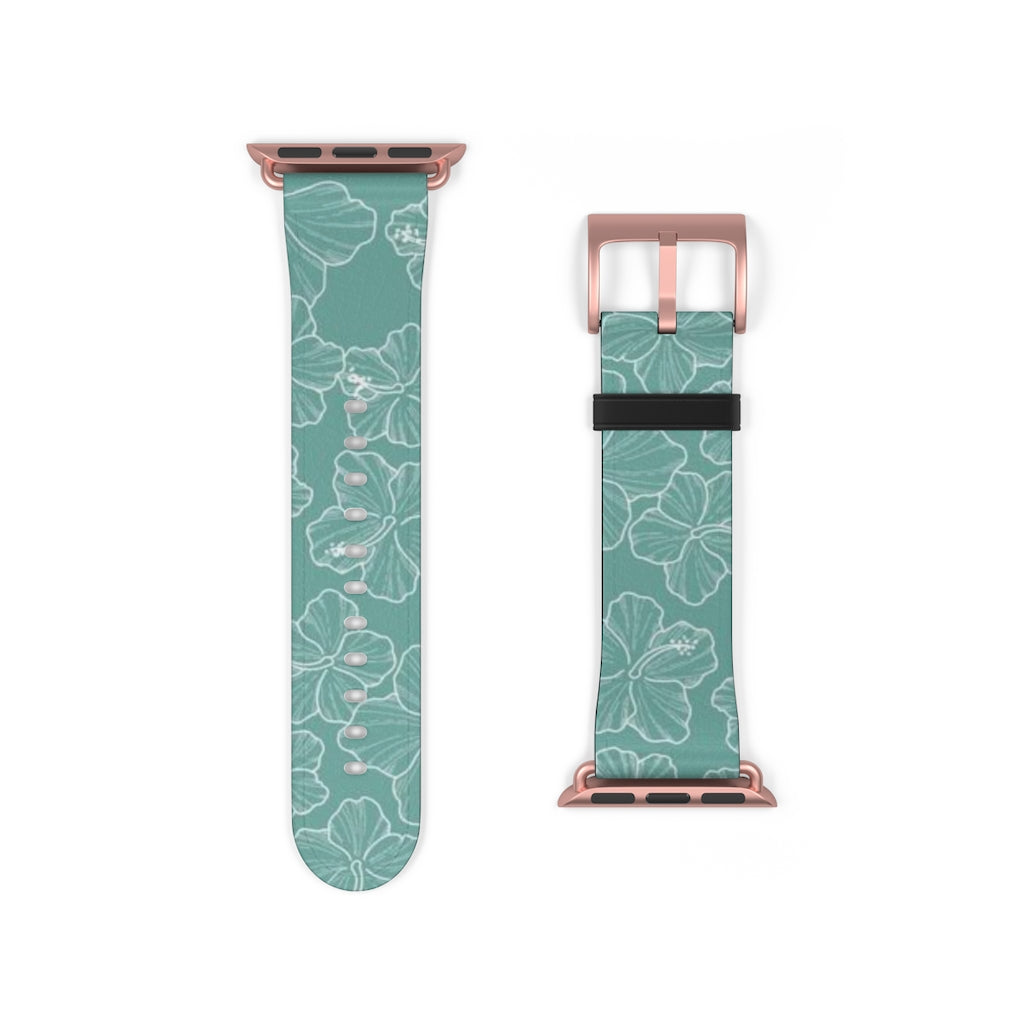 Hibiscus - Teal - Watch Band - LEIOHU DESIGNS