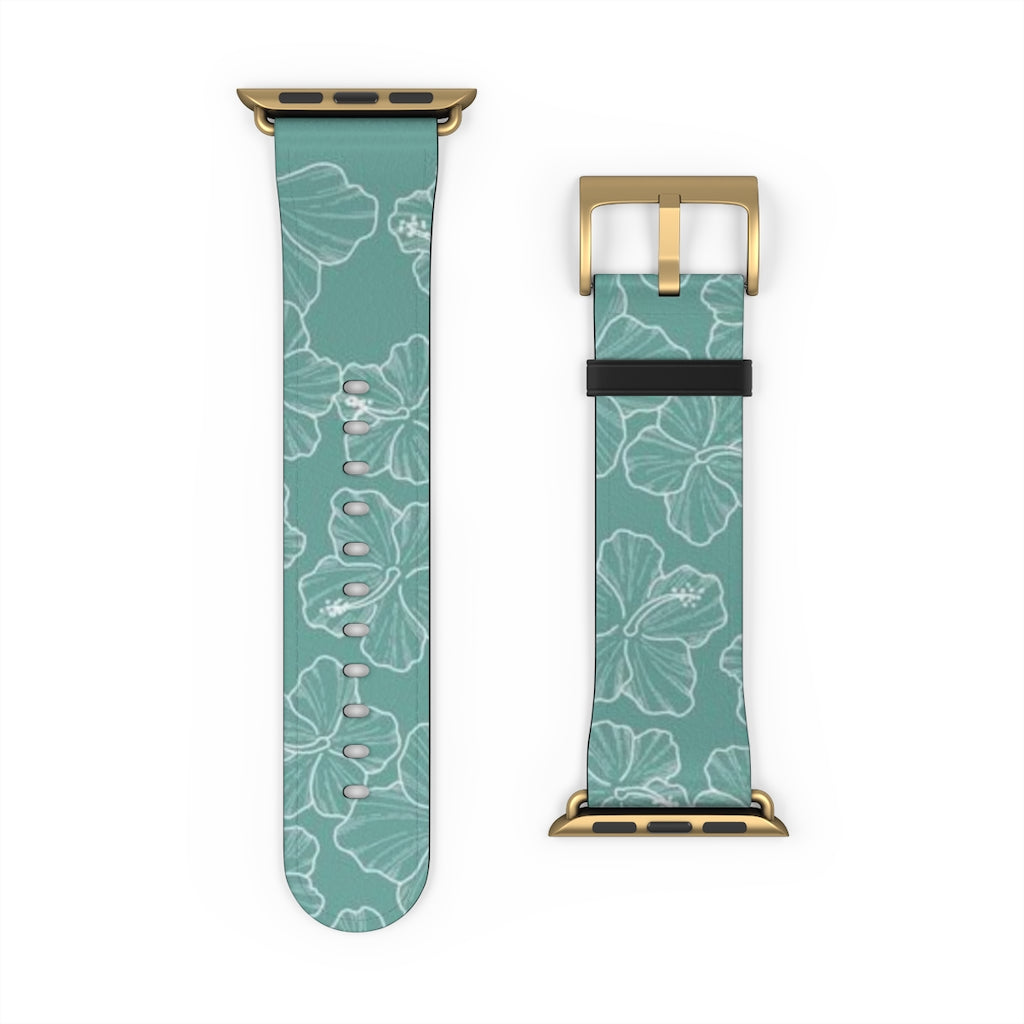 Hibiscus - Teal - Watch Band - LEIOHU DESIGNS