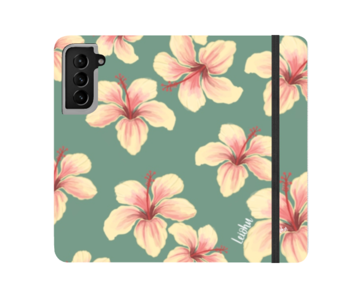 Hibiscus - Teal - Wallet Case - Samsung - LEIOHU DESIGNS