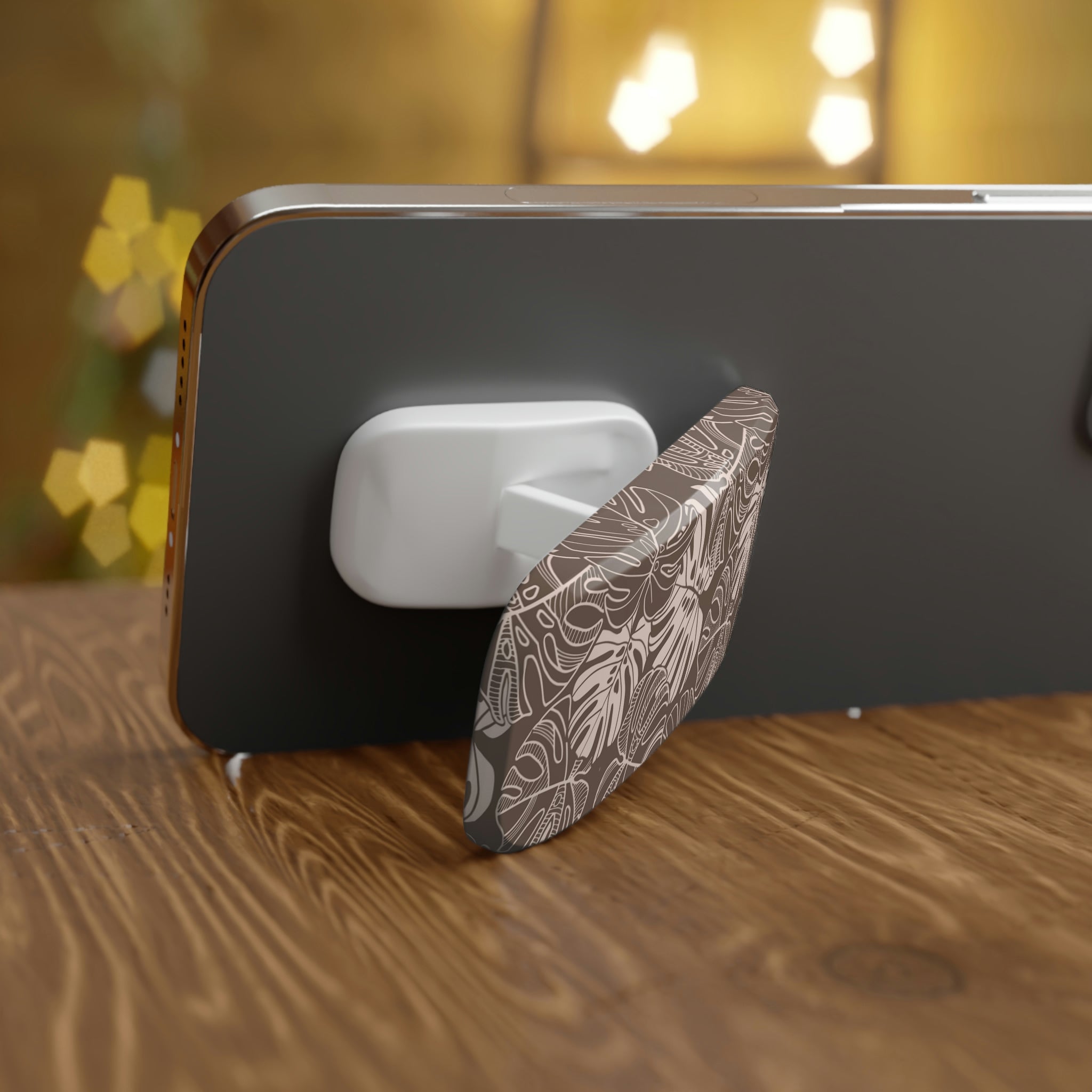 Monstera Dream - Mocha - Phone Click-On Grip - LEIOHU DESIGNS