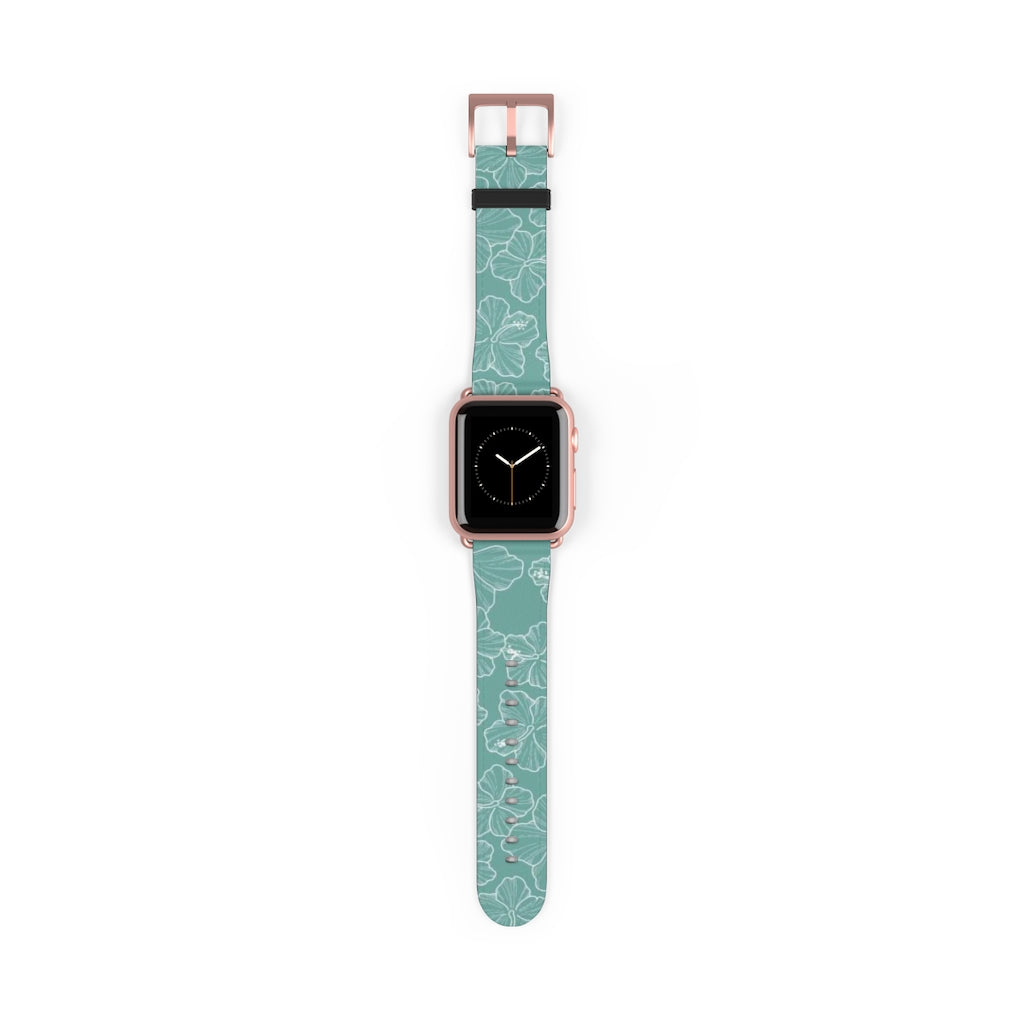 Hibiscus - Teal - Watch Band - LEIOHU DESIGNS