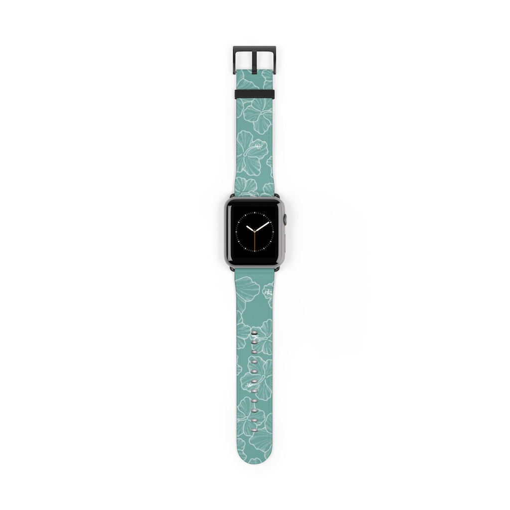Hibiscus - Teal - Watch Band - LEIOHU DESIGNS