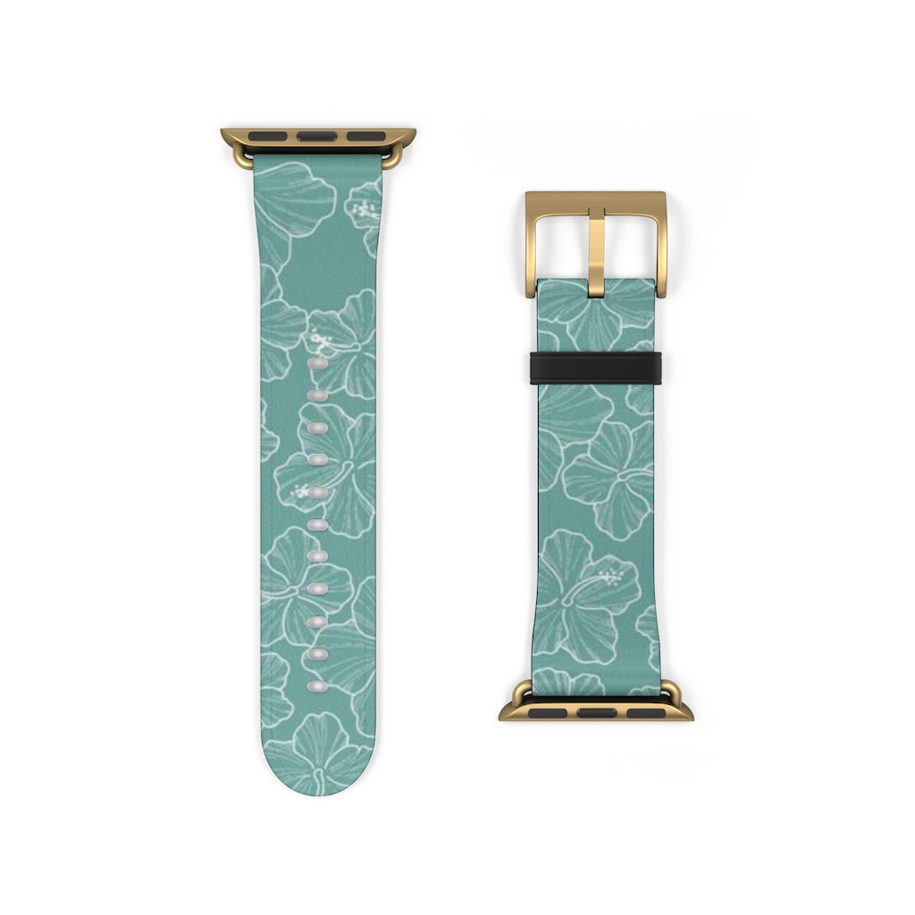 Hibiscus - Teal - Watch Band - LEIOHU DESIGNS