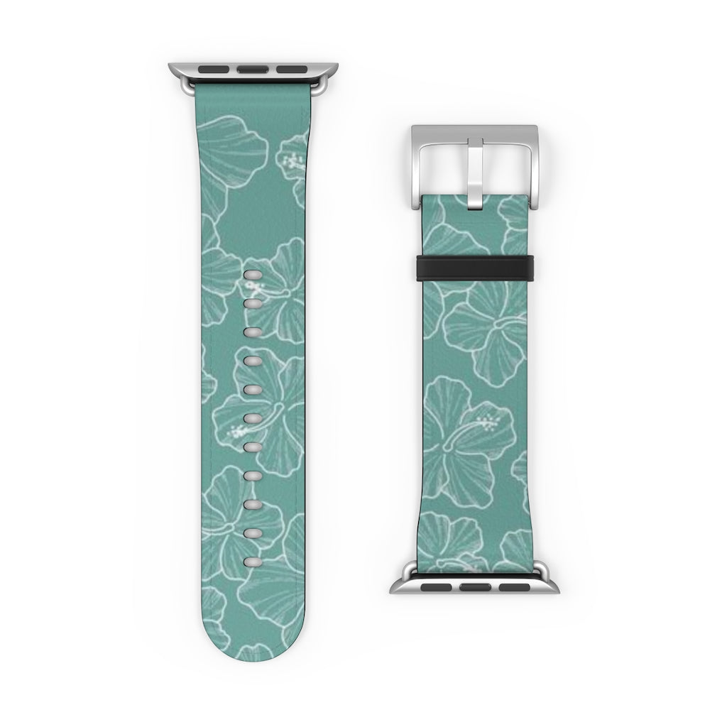 Hibiscus - Teal - Watch Band - LEIOHU DESIGNS