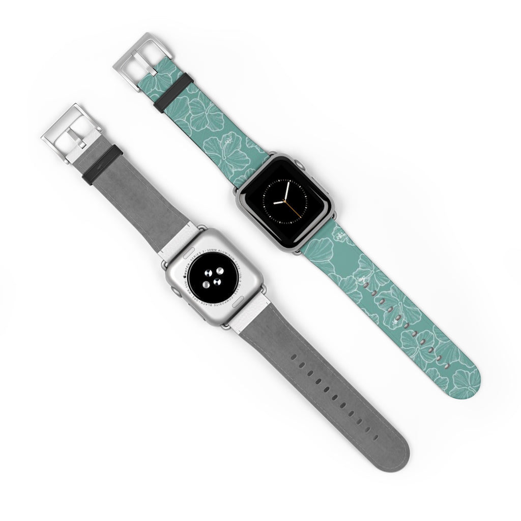 Hibiscus - Teal - Watch Band - LEIOHU DESIGNS
