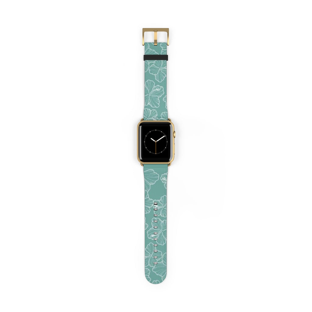 Hibiscus - Teal - Watch Band - LEIOHU DESIGNS