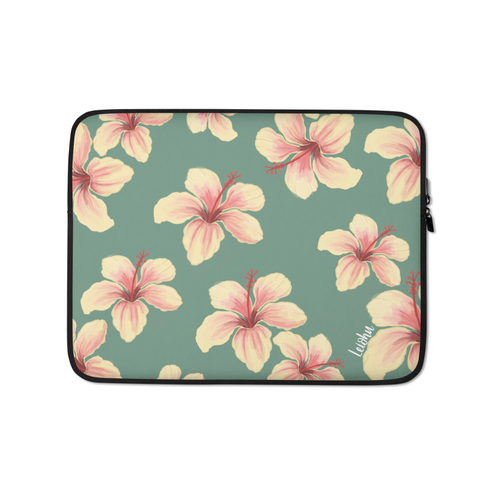 Hibiscus Teal - Laptop Sleeve - LEIOHU DESIGNS