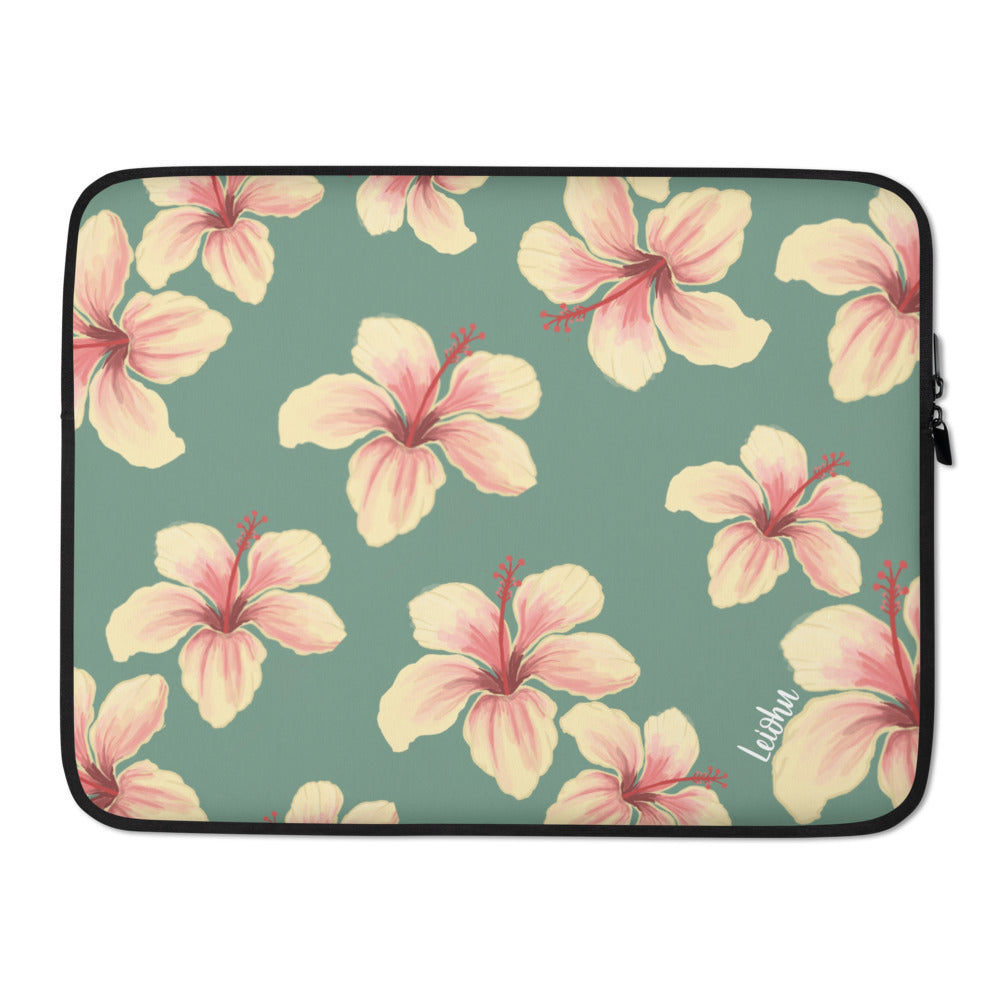 Hibiscus Teal - Laptop Sleeve - LEIOHU DESIGNS