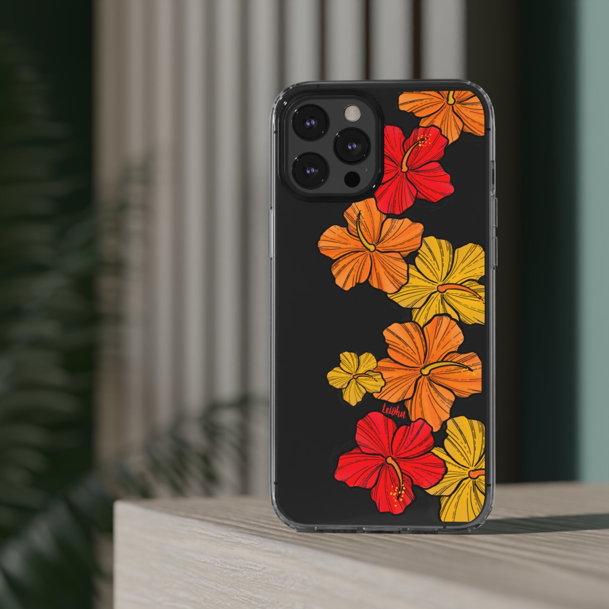Hibiscus Retro - Clear Case - LEIOHU DESIGNS