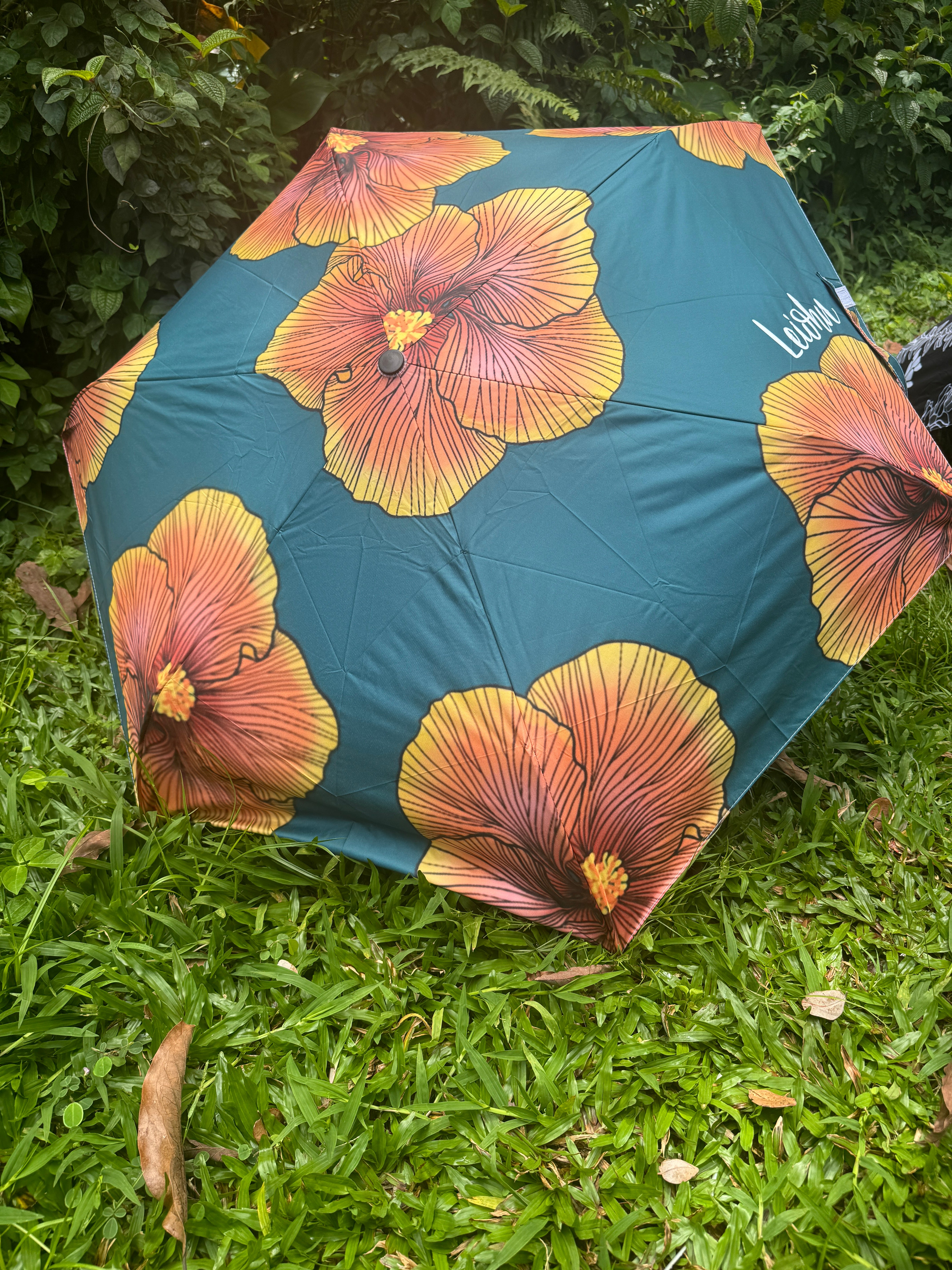Sunrise Hibiscus - Compact Umbrella - LEIOHU DESIGNS
