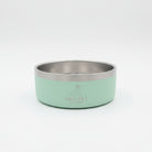 Green and silver dog bowl with 'HOA PILI' branding on a white background