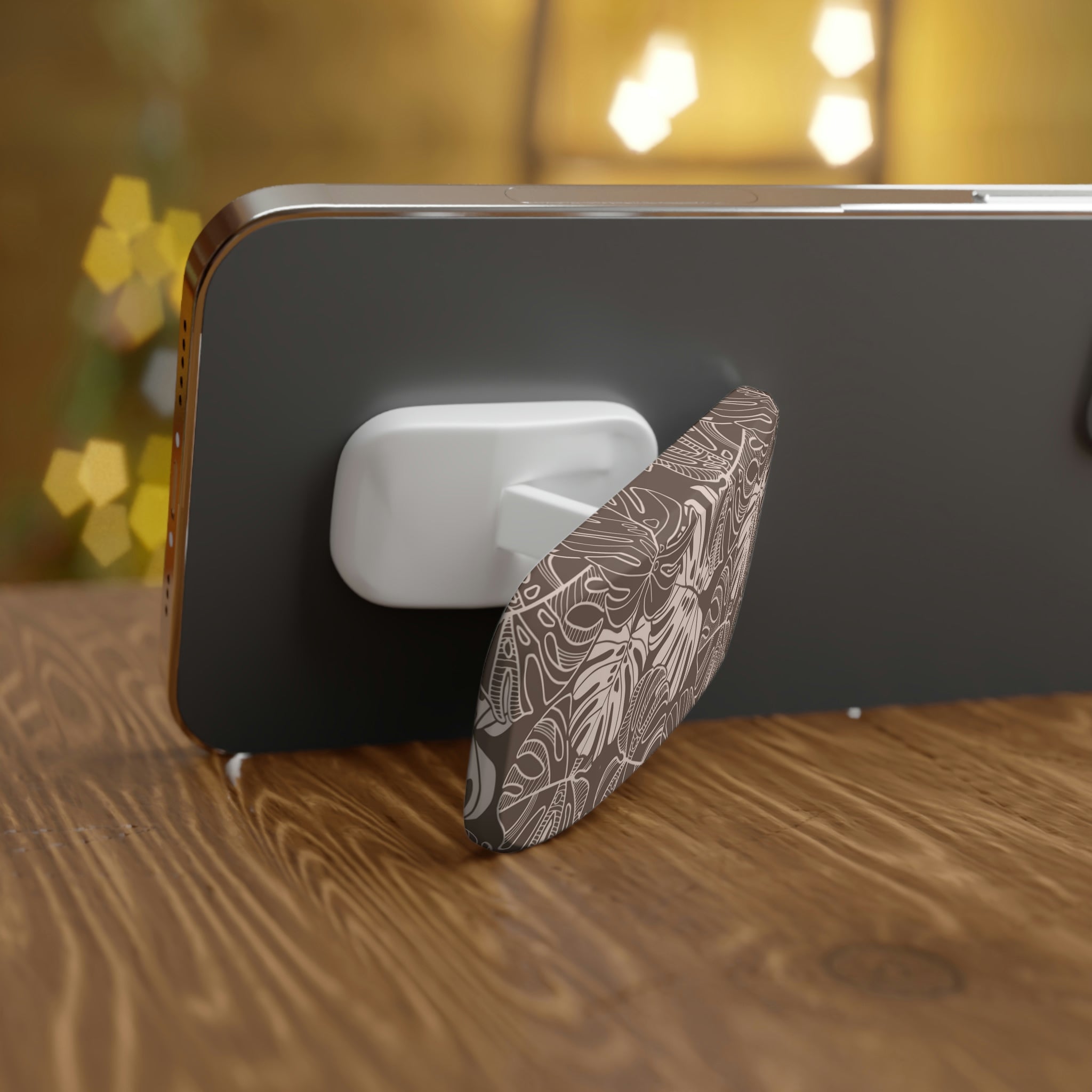 Monstera Dream - Mocha - Phone Click-On Grip - LEIOHU DESIGNS