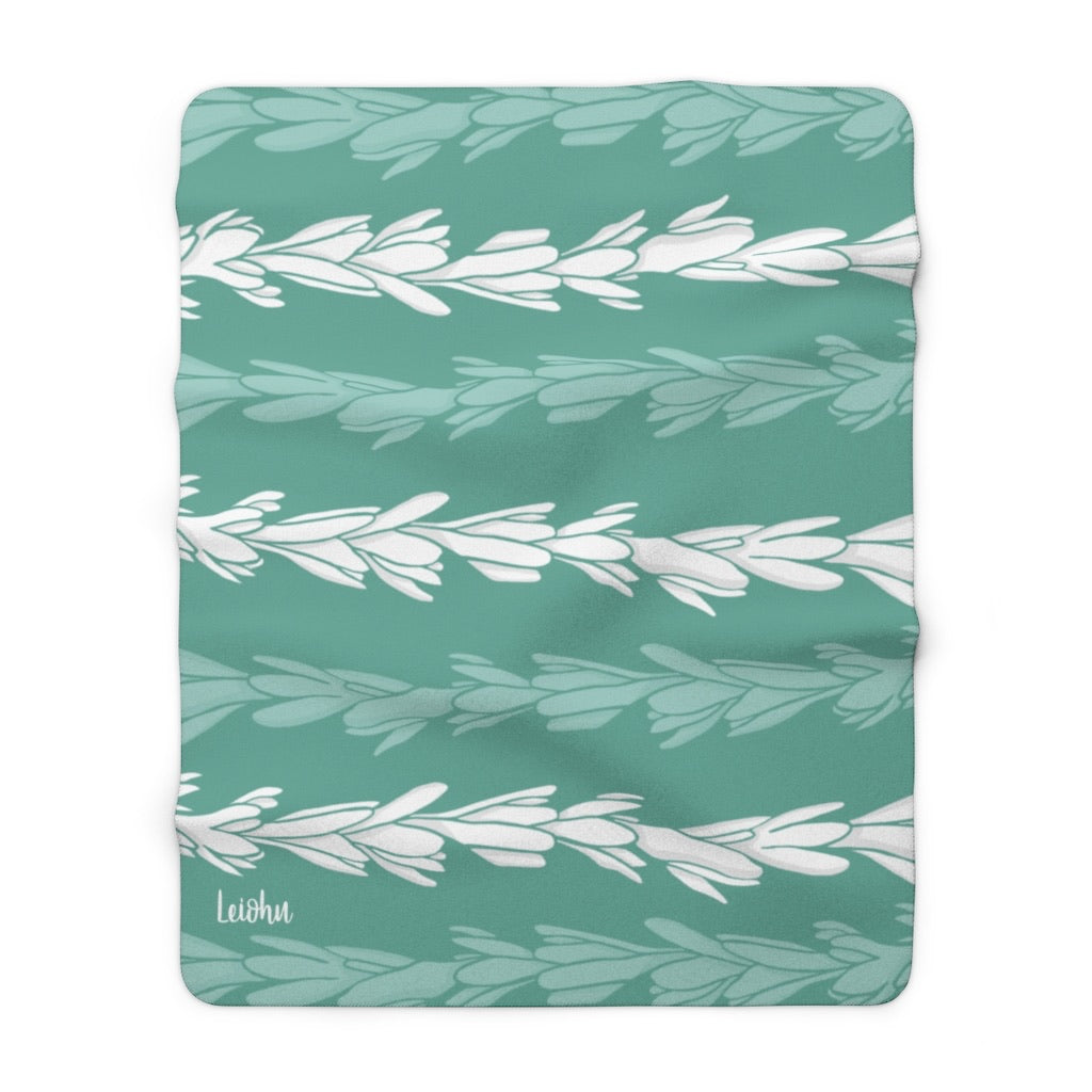 Tuberose Lei - Teal - Sherpa Fleece Blanket