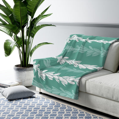 Tuberose Lei - Teal - Sherpa Fleece Blanket